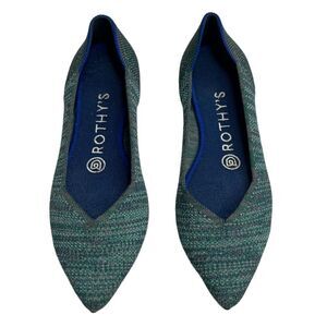 Rothy’s The Point Aqua Heather Ballet Flats Slip On Pointed Toe Women’s Size 6